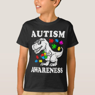 Autism awareness dino t-rex dinosaur puzzle women T-Shirt