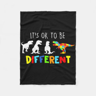 Autism Awareness Dinosaur Kid Boys Its Ok To Be Di Fleece Blanket