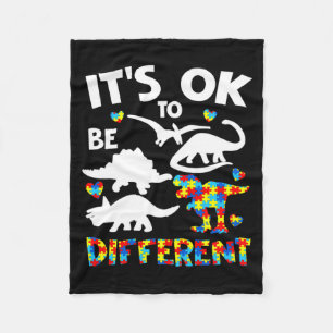 Autism Awareness Dinosaur Kid Boys Its Ok To Be Di Fleece Blanket