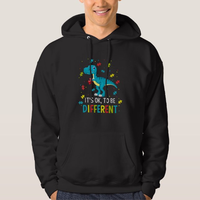 Autism Awareness Dinosaur Kid Boys Its Ok To Be Di Hoodie (Front)