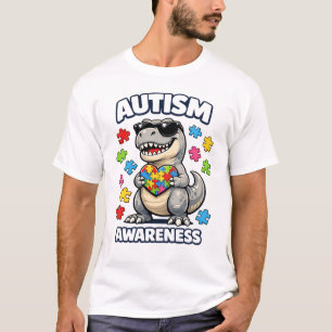 Autism Awareness Dinosaur Puzzle Funny Dino Lover  T-Shirt