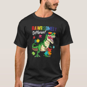 Autism Awareness Dinosaur Rawrsomely Different Puz T-Shirt