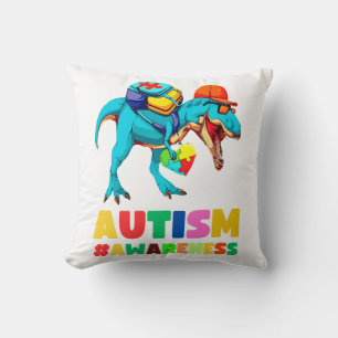 Autism Awareness Dinosaur T-Rex Cushion