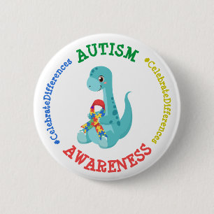 Autism Awareness Dinosaurs 6 Cm Round Badge