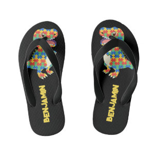 Autism Awareness Dinosaurs Kid's Flip Flops