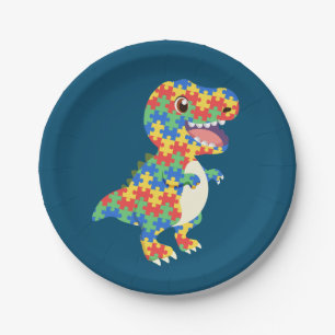 Autism Awareness Dinosaurs Paper Plate