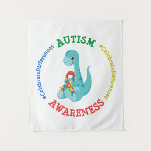 Autism Awareness Dinosaurs Tapestry