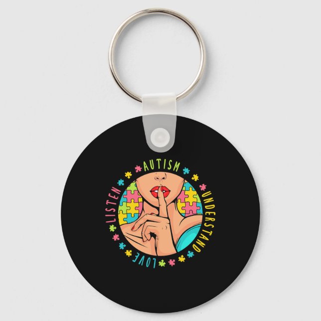 Autism Awareness Disabilities Month 2 Key Ring (Front)