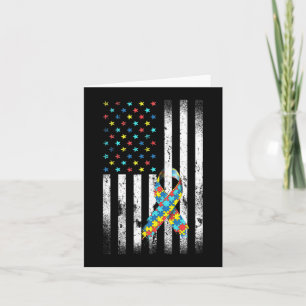 Autism Awareness Distressed American Flag Puzzle R Card