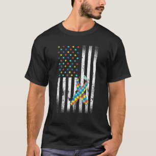 Autism Awareness Distressed American Flag Puzzle R T-Shirt