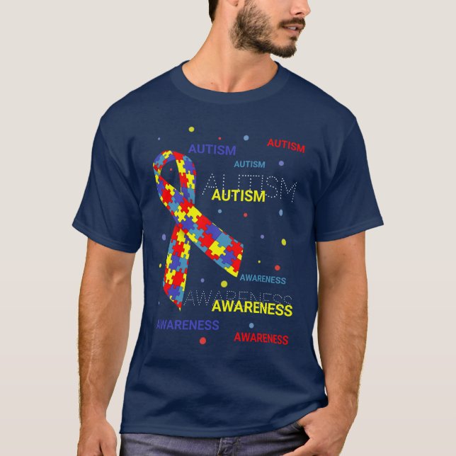 Autism Awareness dots  dark T-Shirt (Front)