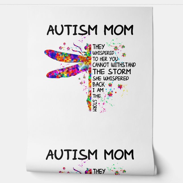 Autism Awareness, Dragonfly Autism Mum Wallpaper (Unrolling)