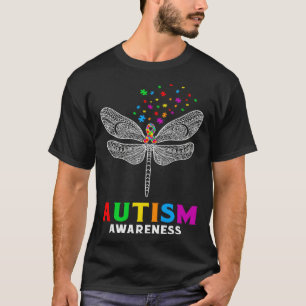Autism Awareness Dragonfly Puzzle Pieces Support A T-Shirt