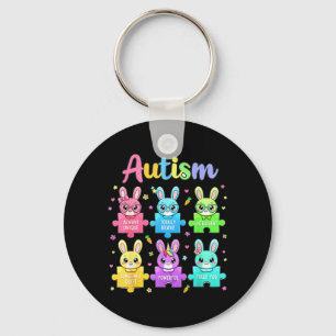 Autism Awareness Easter Day Cute Bunny Egg Hunting Key Ring