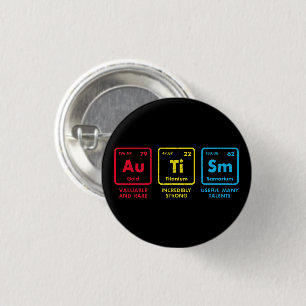 Autism Awareness Elements Periodic Table 3 Cm Round Badge