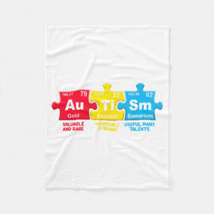 Autism Awareness Elements Periodic Table ASD Men Fleece Blanket