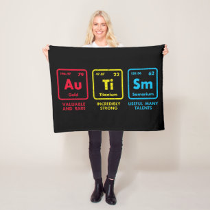 Autism Awareness Elements Periodic Table Fleece Blanket