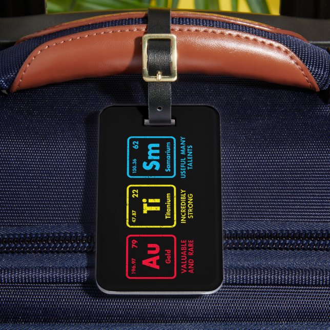 Autism Awareness Elements Periodic Table Luggage Tag (Front Insitu 2)