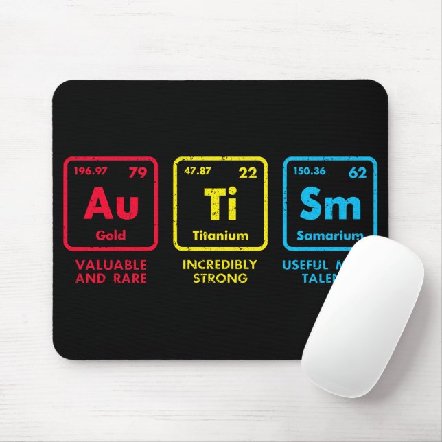 Autism Awareness Elements Periodic Table Mouse Mat (With Mouse)