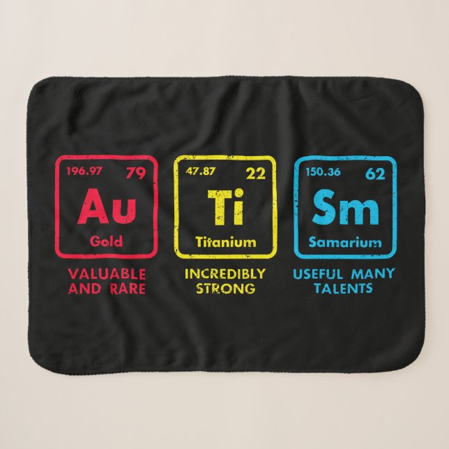 Autism Awareness Elements Periodic Table Sherpa Blanket (Front (Horizontal))