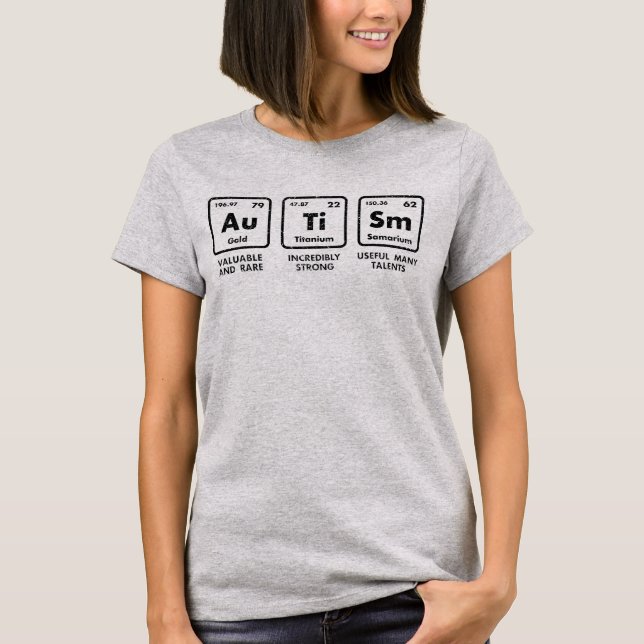 Autism Awareness Elements Periodic Table T-Shirt (Front)