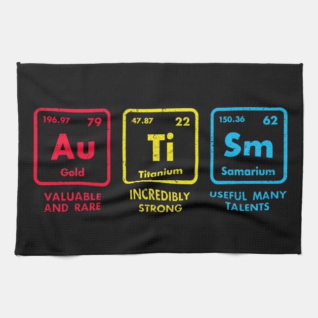 Autism Awareness Elements Periodic Table Tea Towel (Horizontal)