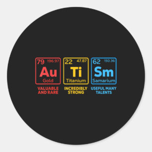 Autism Awareness Elements Periodic Table Women Men Classic Round Sticker