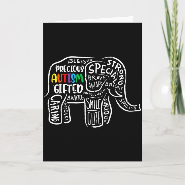 Autism Awareness Elephant Acceptance Autistic Men  Card (Front)