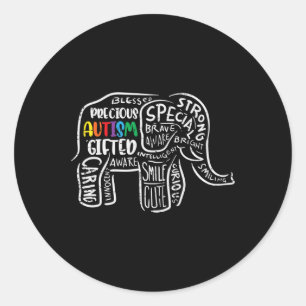 Autism Awareness Elephant Acceptance Autistic Men Classic Round Sticker