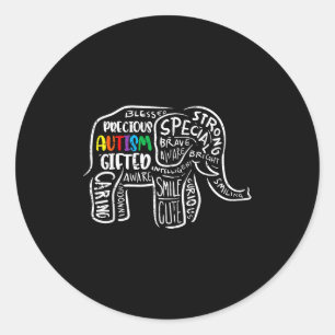 Autism Awareness Elephant Acceptance Autistic Men  Classic Round Sticker