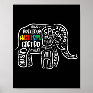 Autism Awareness Elephant Acceptance Autistic Men Poster