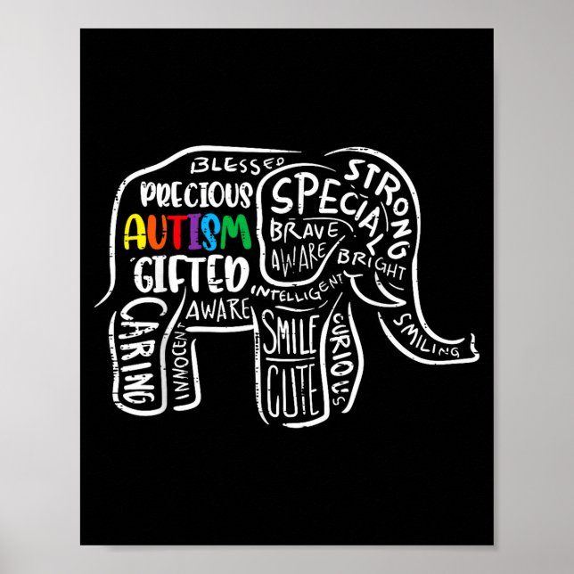 Autism Awareness Elephant Acceptance Autistic Men  Poster (Front)