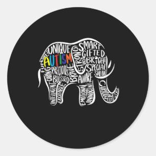 Autism Awareness Elephant Classic Round Sticker