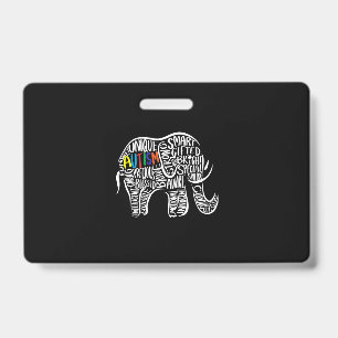 Autism Awareness Elephant ID Badge