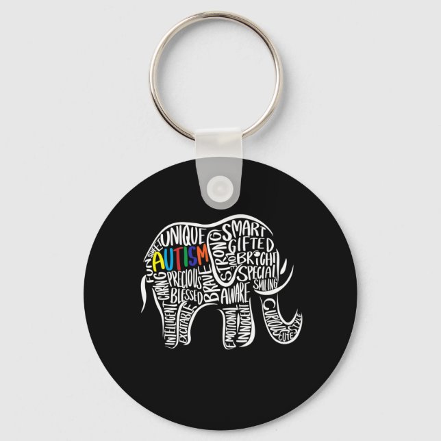 Autism Awareness Elephant Key Ring (Front)