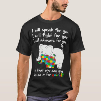 Autism Awareness Elephant Mom Teacher I Will Speak T-Shirt