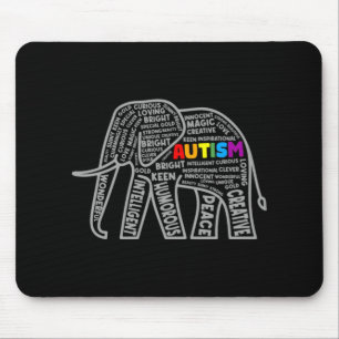 Autism Awareness Elephant Tygraphy T Shirt  Mouse Mat