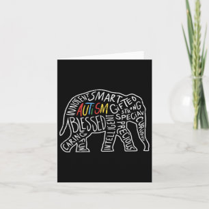 Autism Awareness Elephant Words Animal Lover Gift Card