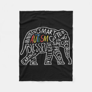 Autism Awareness Elephant Words Animal Lover Gift Fleece Blanket