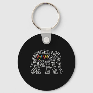 Autism Awareness Elephant Words Animal Lover Gift Key Ring