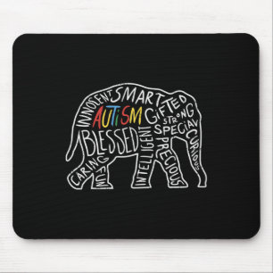 Autism Awareness Elephant Words Animal Lover Gift Mouse Mat