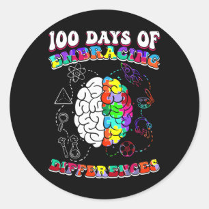 Autism Awareness Embrace Differences 100 Days Of S Classic Round Sticker