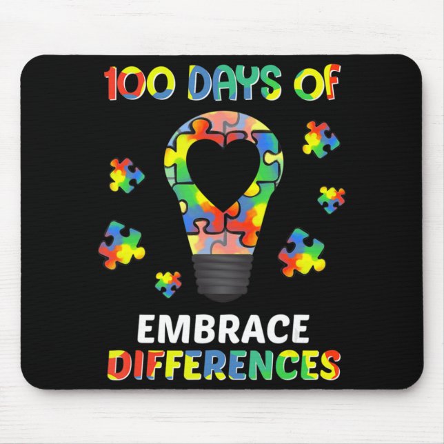 Autism Awareness Embrace Differences 100 Days Of S Mouse Mat (Front)