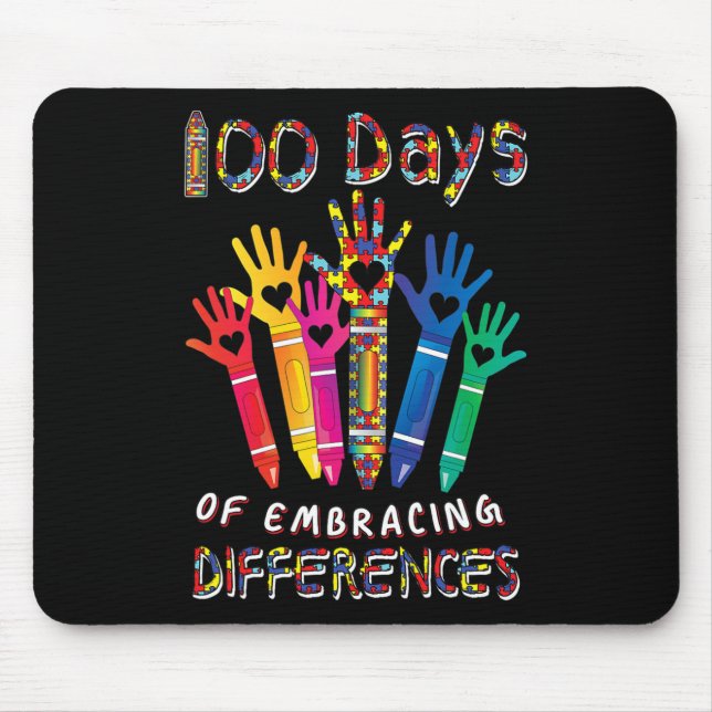 Autism Awareness Embrace Differences 100 Days Of S Mouse Mat (Front)