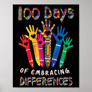 Autism Awareness Embrace Differences 100 Days Of S Poster