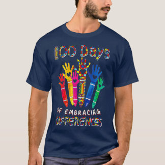 Autism Awareness Embrace Differences 100 Days Of S T-Shirt