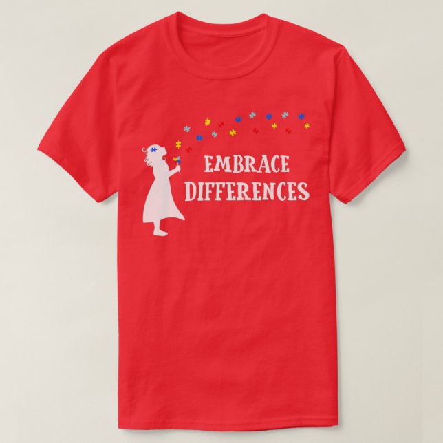 Autism Awareness Embrace Differences School T-Shirt (Design Front)