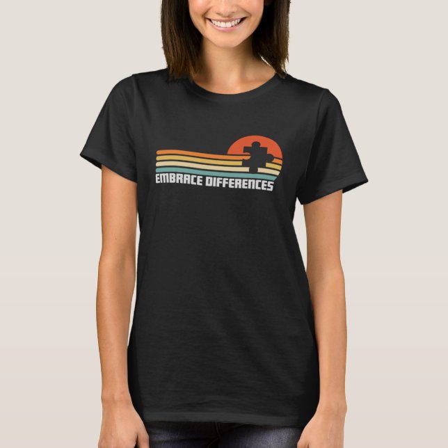 Autism Awareness Embrace Differences Support Autis T-Shirt (Front)