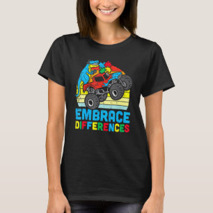Autism Awareness Embrace Differences Trex Monster T-Shirt