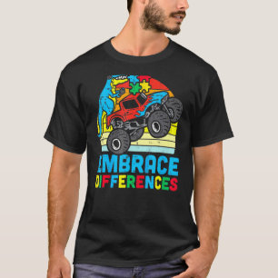 Autism Awareness Embrace Differences Trex Monster T-Shirt